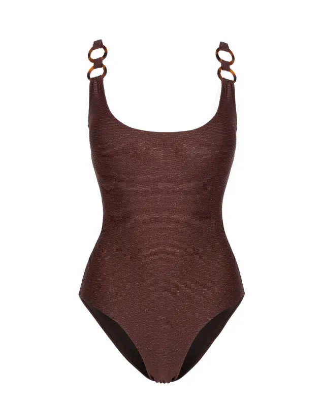 Chloe Tank One Piece In Cacao Metallic sold by Boston Proper