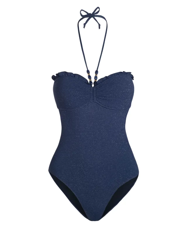 Talia One Piece In Marine Blue Metallic sold by Boston Proper