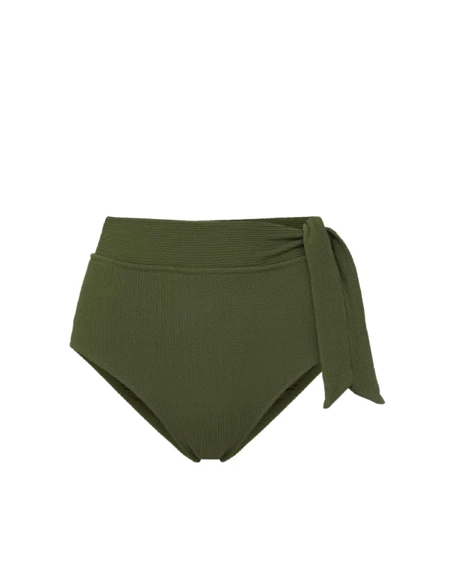Side Tie High Waist Bottom Olive Texture sold by Boston Proper