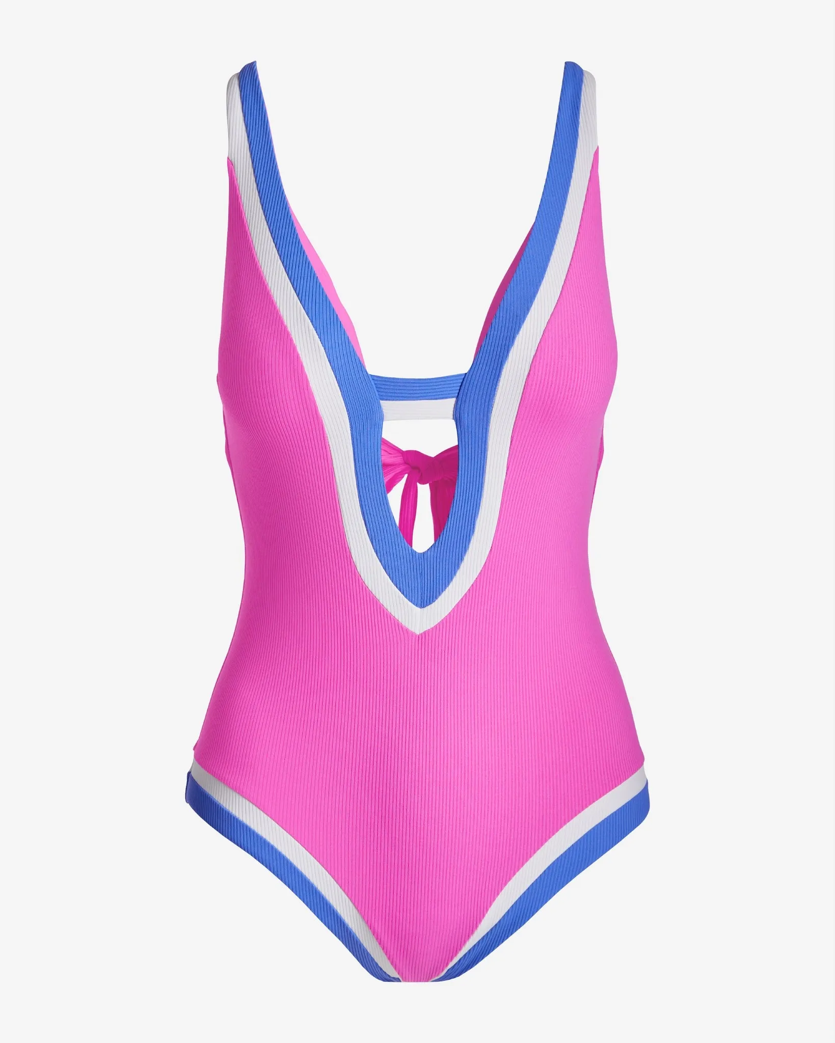 Colorblock Plunge One Piece Pink Multi sold by Boston Proper product image thumbnail 2