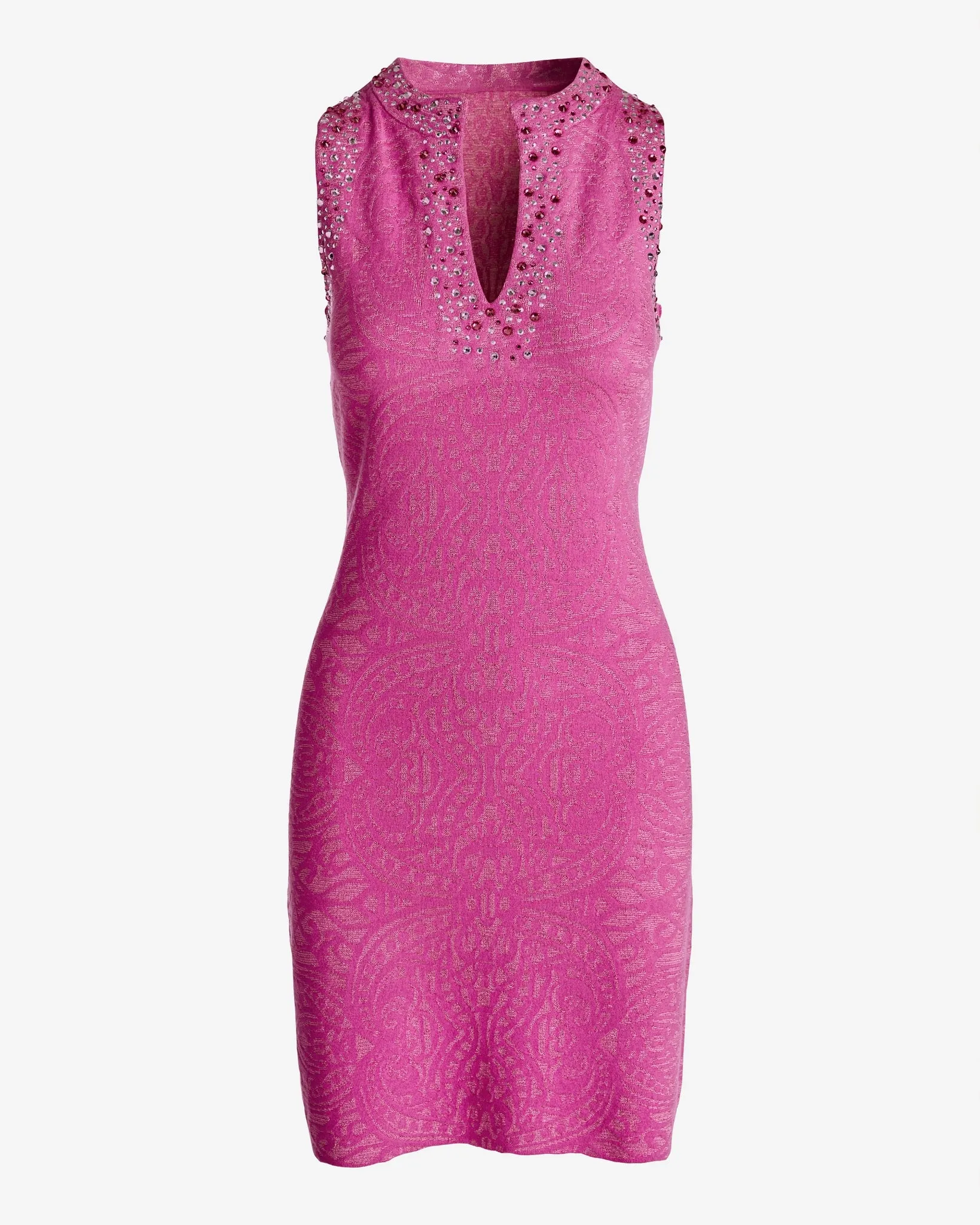 Embellished Knit Jaquard Sleeveless Dress Magenta sold by Boston Proper product image thumbnail 2