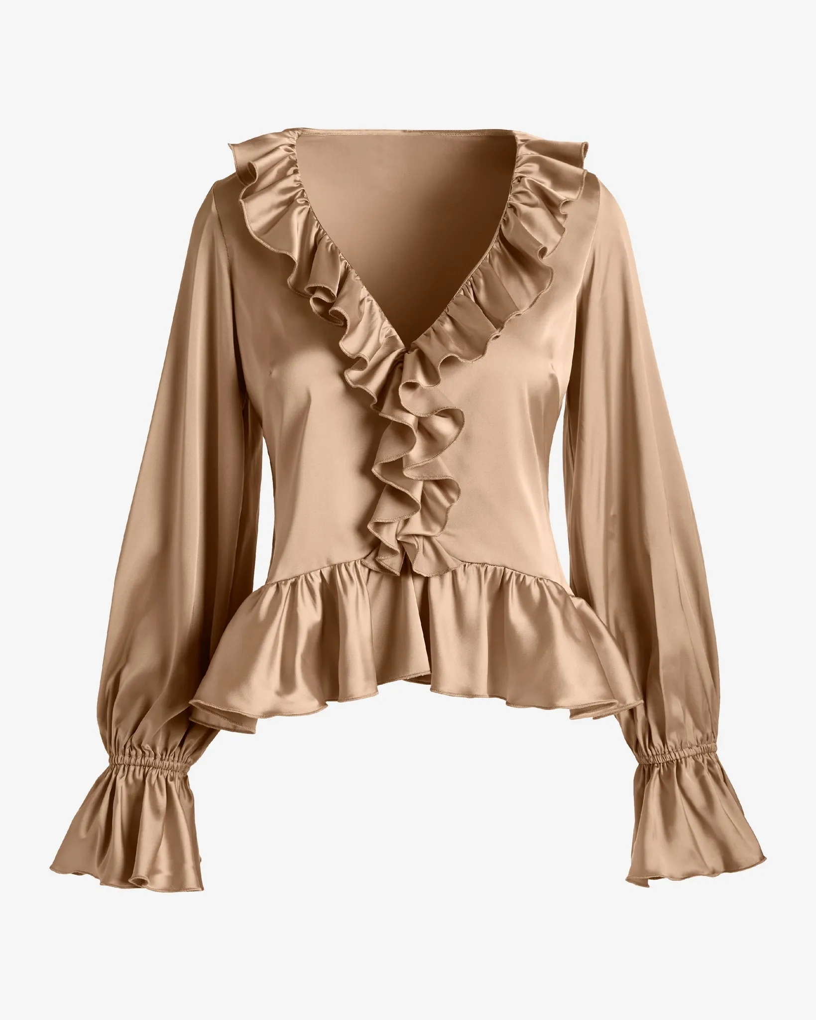 Paige Ruffle Charmeuse Blouse Champagne sold by Boston Proper product image thumbnail 2