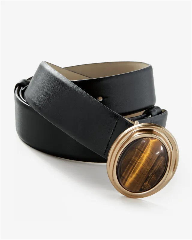 Marbled Oval Buckle belt Black sold by Boston Proper