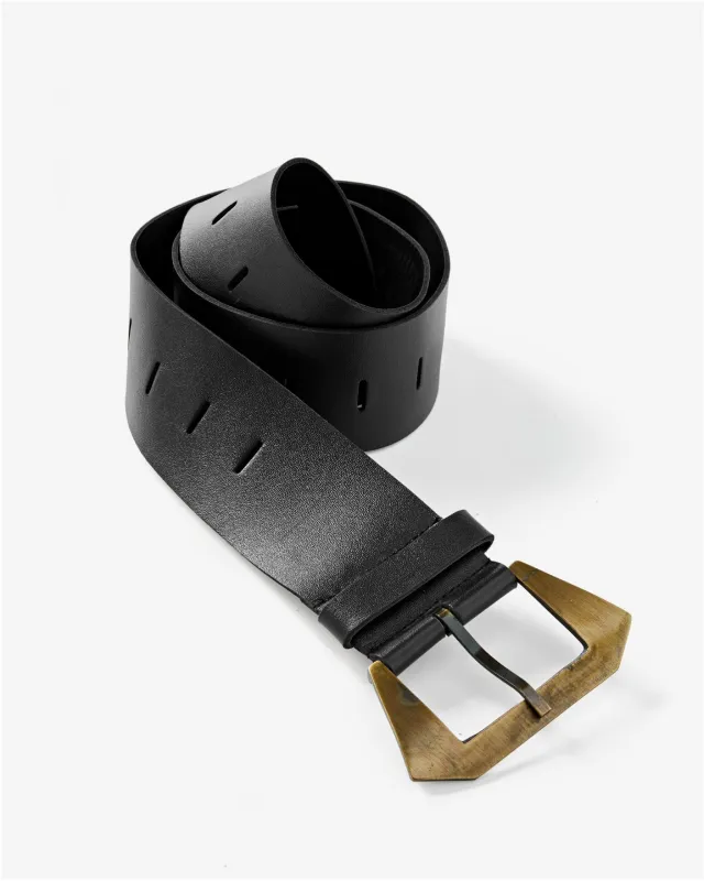 Wide Width Buckle Belt Black made by Boston Proper