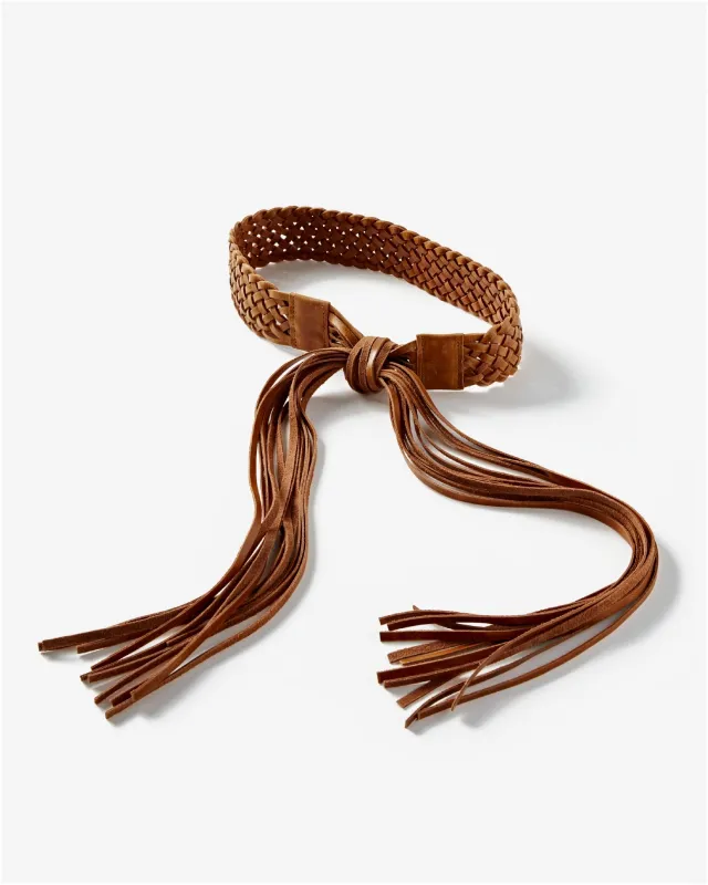 Leather Braided Tie Belt Brown sold by Boston Proper