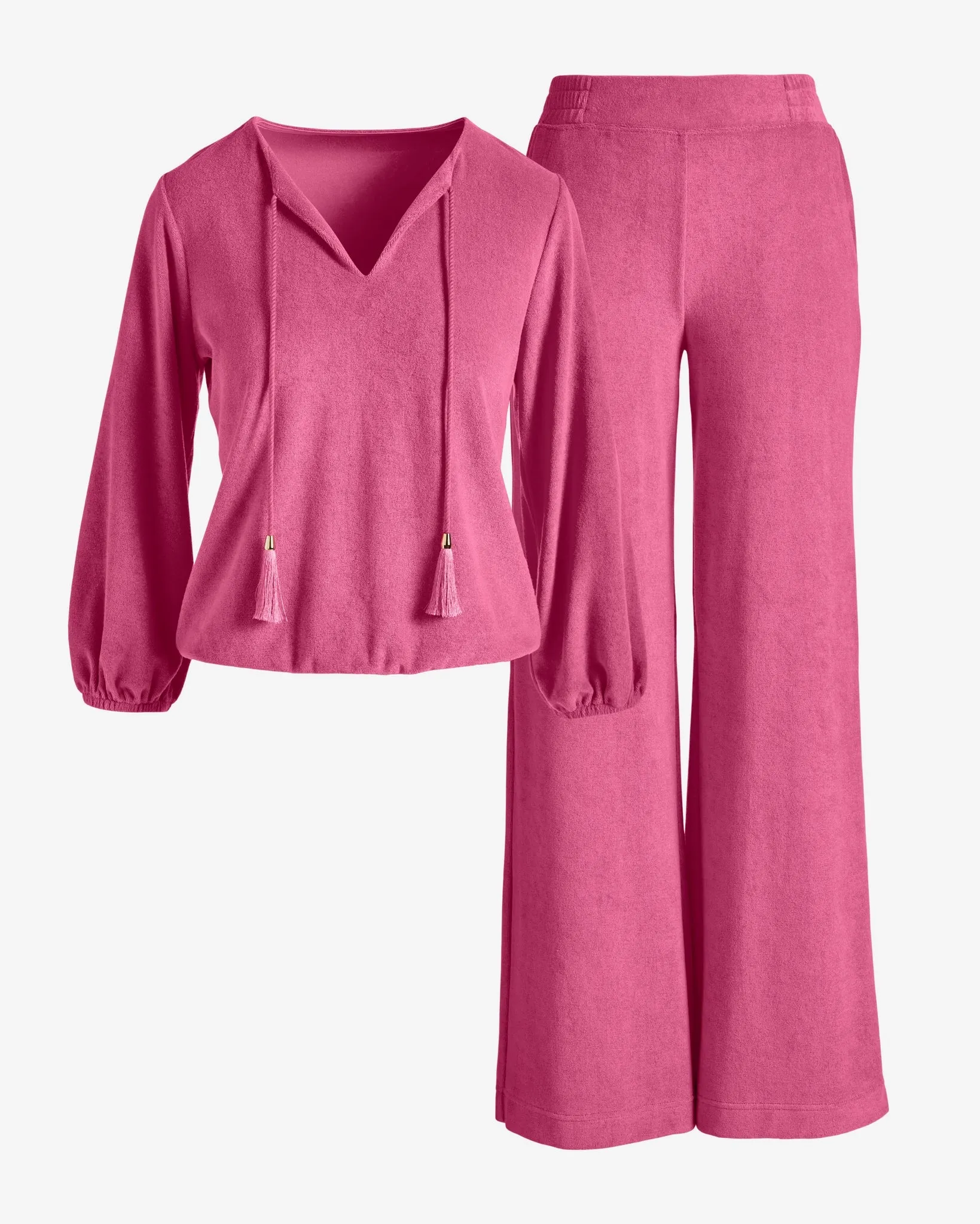 Beach Terry Puff Sleeve Pullover and Pant Set Primrose Pink sold by Boston Proper product image thumbnail 2
