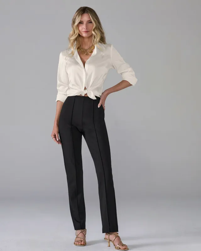 Ultimate Ponte Pull-On Slim Straight Pant Black sold by Boston Proper