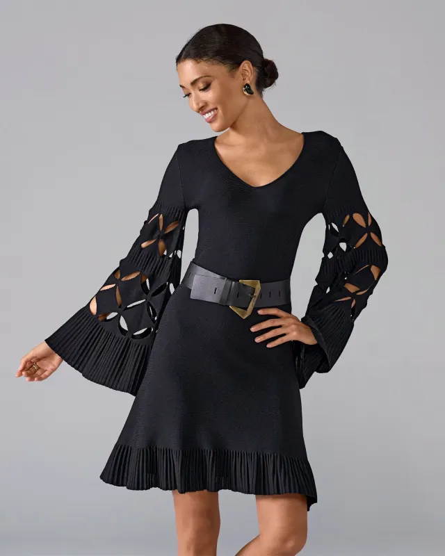 Laser Cut Milano Stitch Fit and Flare Dress Black sold by Boston Proper