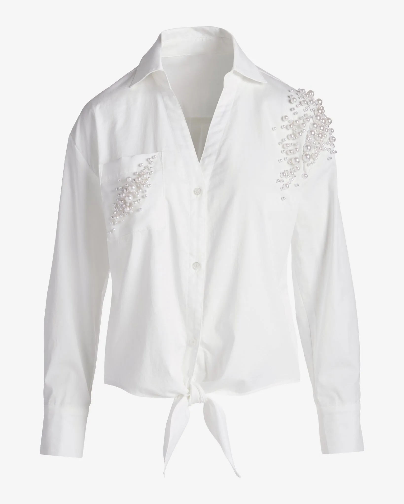 Pearl Embellished Button Up Shirt White sold by Boston Proper product image thumbnail 2