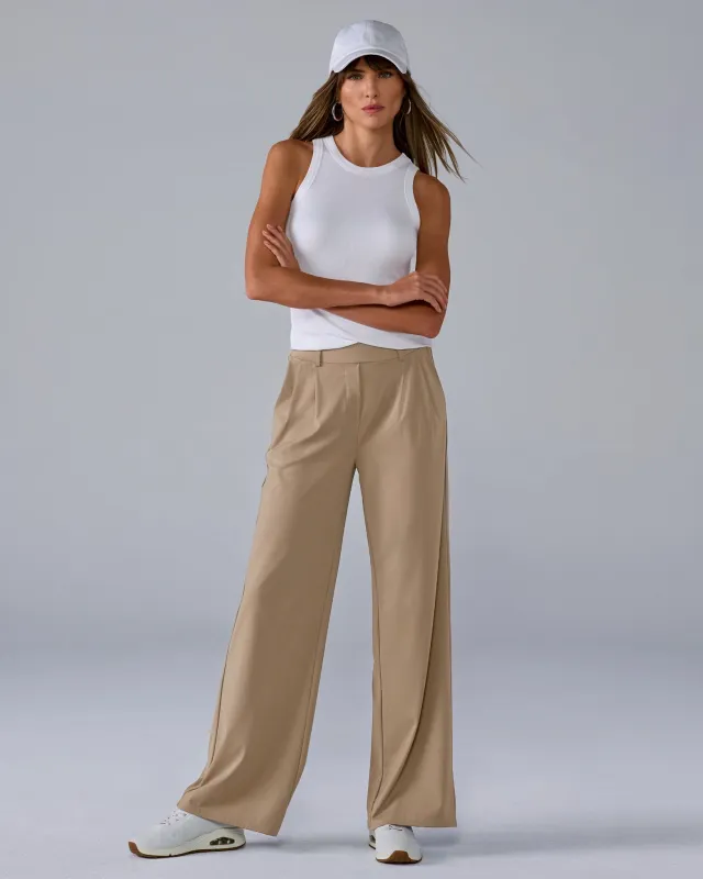 Pleated Pull On Stretch Pant Tigers Eye sold by Boston Proper