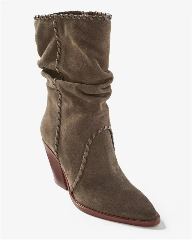 Suede Slouchy Bootie Olive sold by Boston Proper
