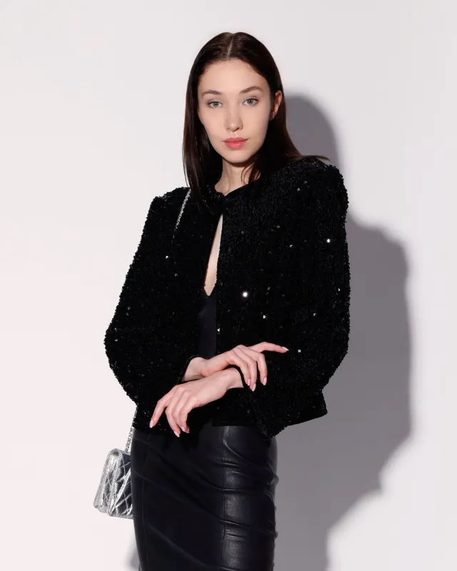 Janelle Jacket, Black Sequin sold by Boston Proper
