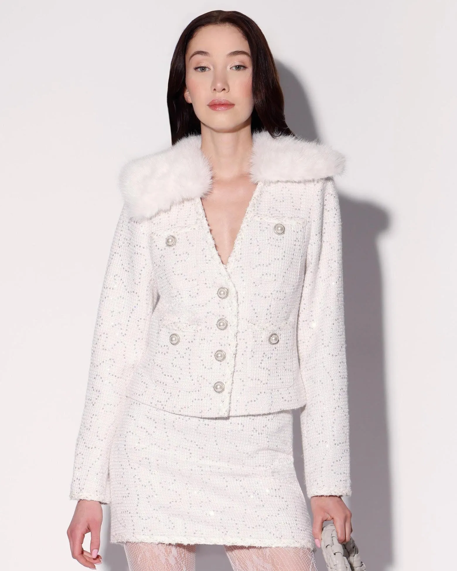 Hellen Jacket, White Sparkle Tweed sold by Boston Proper