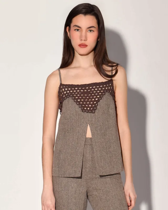 Sabine Top, Brown Herringbone made by Walter Baker