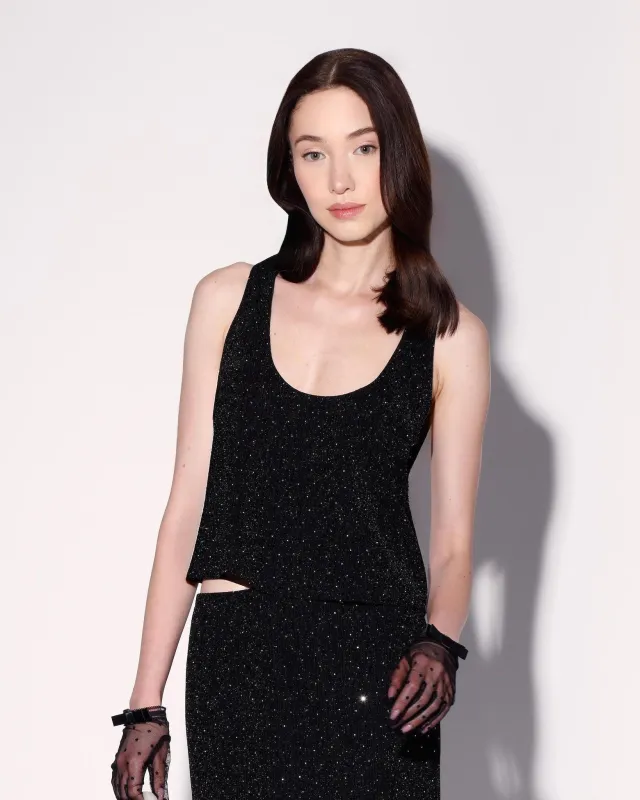 Emma Tank Top, Black and Rhinestone sold by Boston Proper