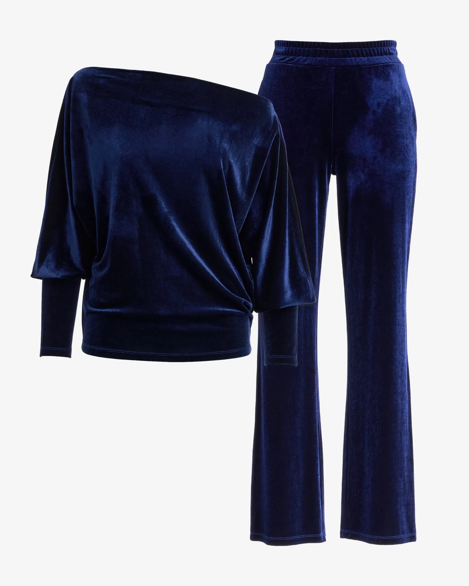Chic Velour Slouchy and Wide Leg Lounge Set Navy sold by Boston Proper product image thumbnail 2