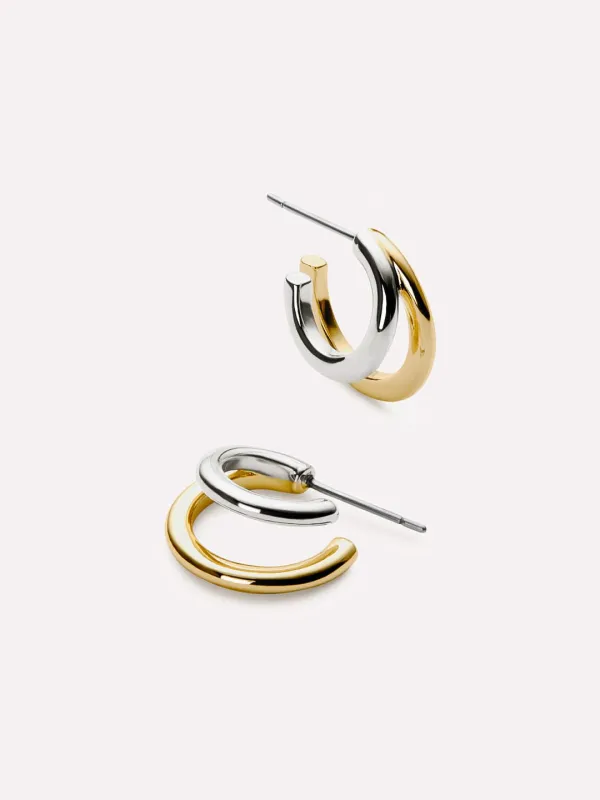 Double Hoop Earrings - Scarlett Two Tone sold by Boston Proper