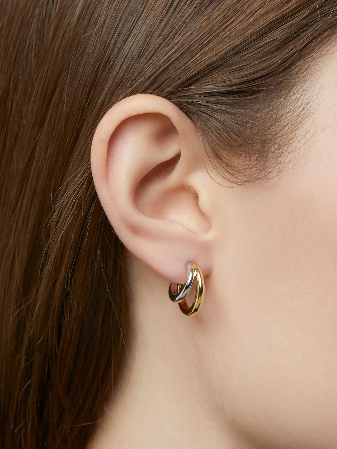 Double Hoop Earrings - Scarlett Two Tone sold by Boston Proper product image thumbnail 2