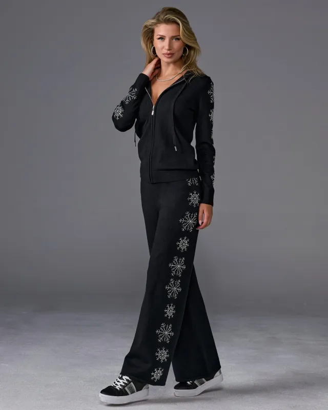 Snowflake Embellished Lounge Set Proper Black made by Boston Proper