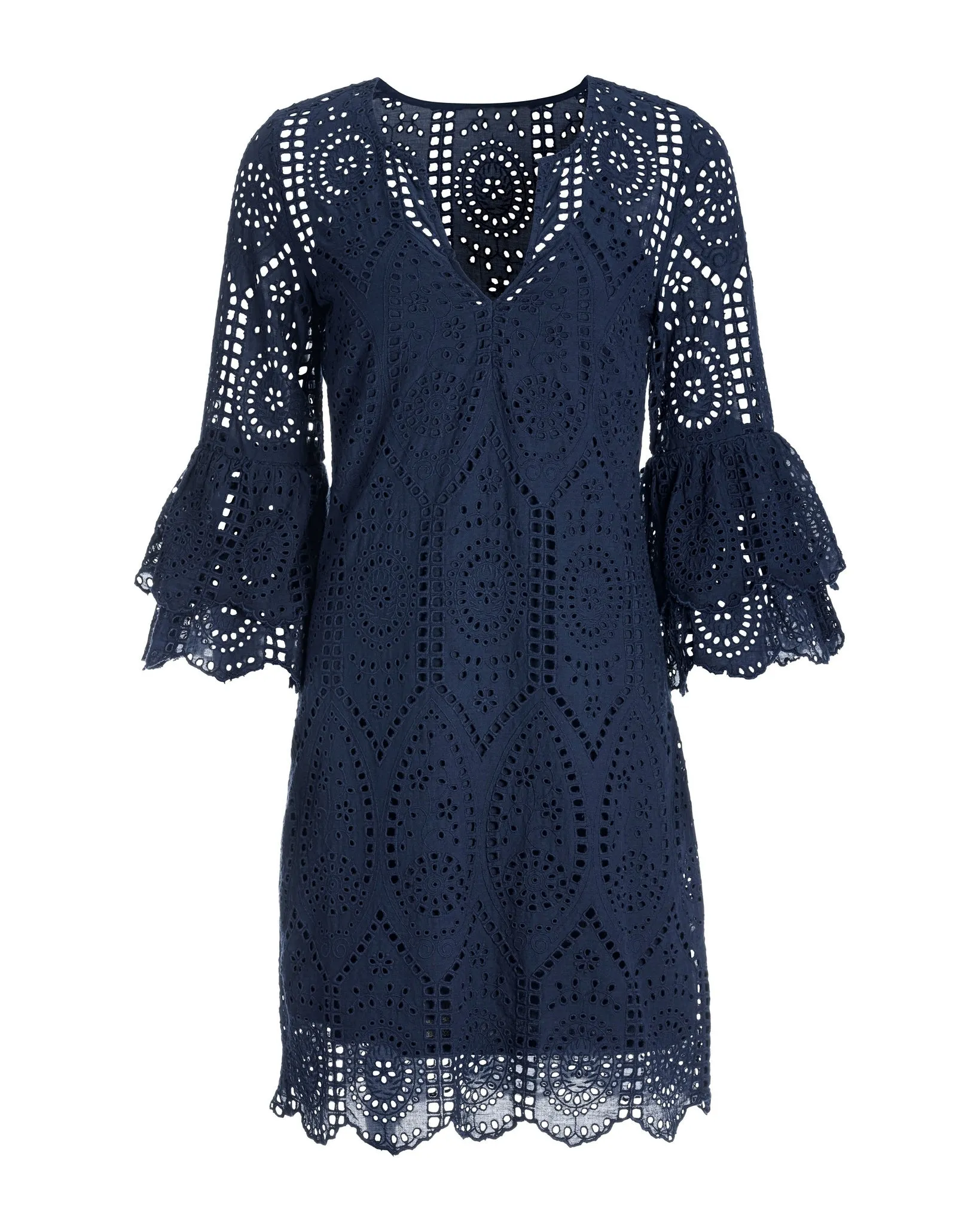 Eyelet Tiered Sleeve Tunic Dress Navy sold by Boston Proper product image thumbnail 2