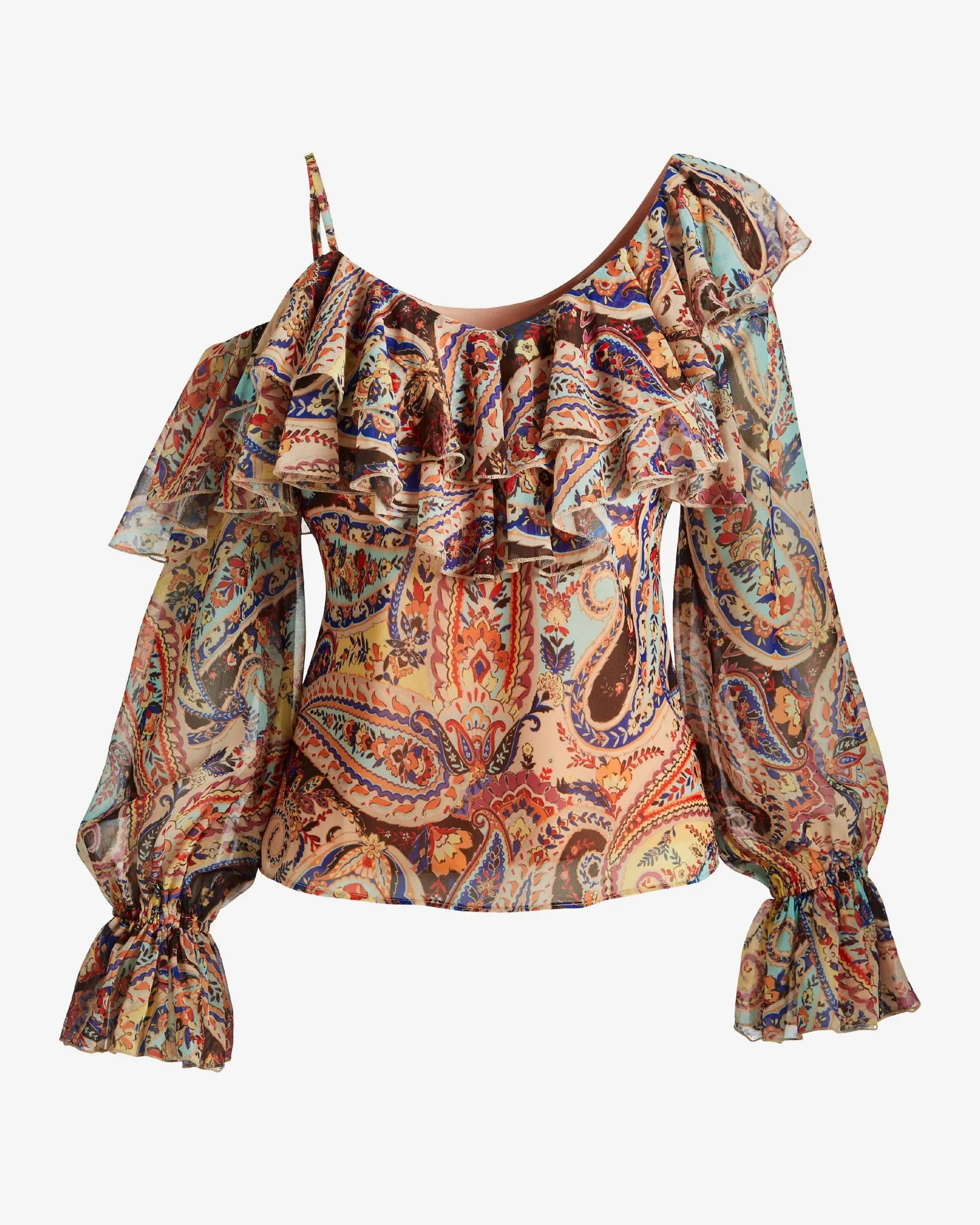 Printed Layered Ruffle Chic Blouse Uptown Paisley sold by Boston Proper product image thumbnail 2