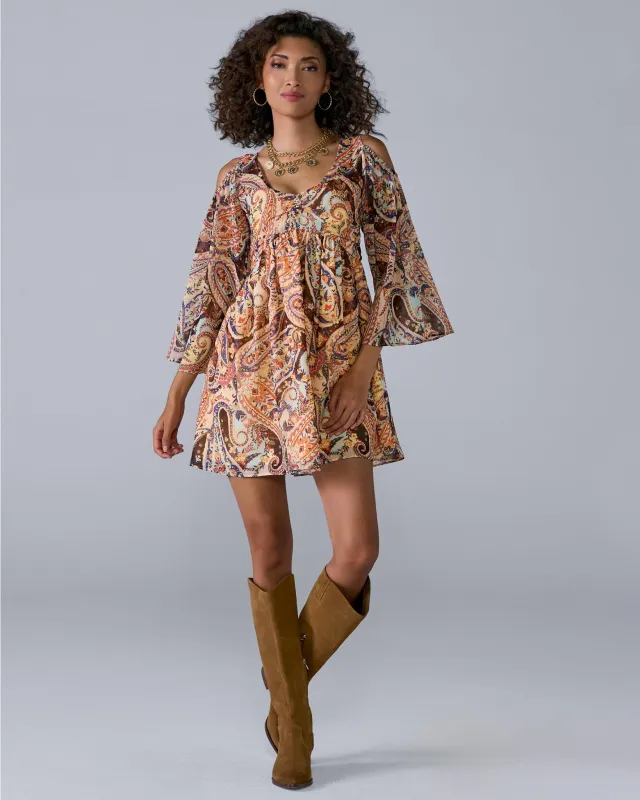 Paisley Printed Cold Shoulder Dress Uptown Paisley made by Boston Proper
