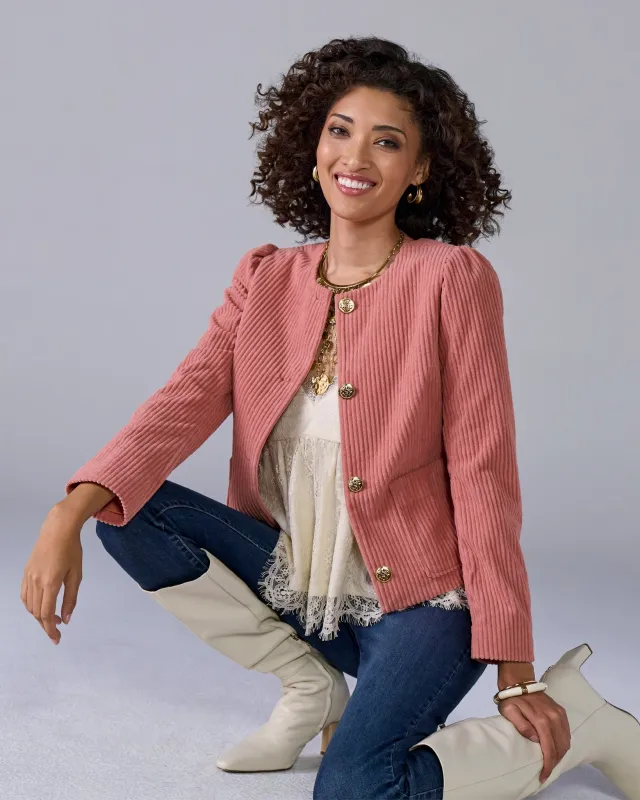 Chic Corduroy Lady Jacket Rose Tan sold by Boston Proper