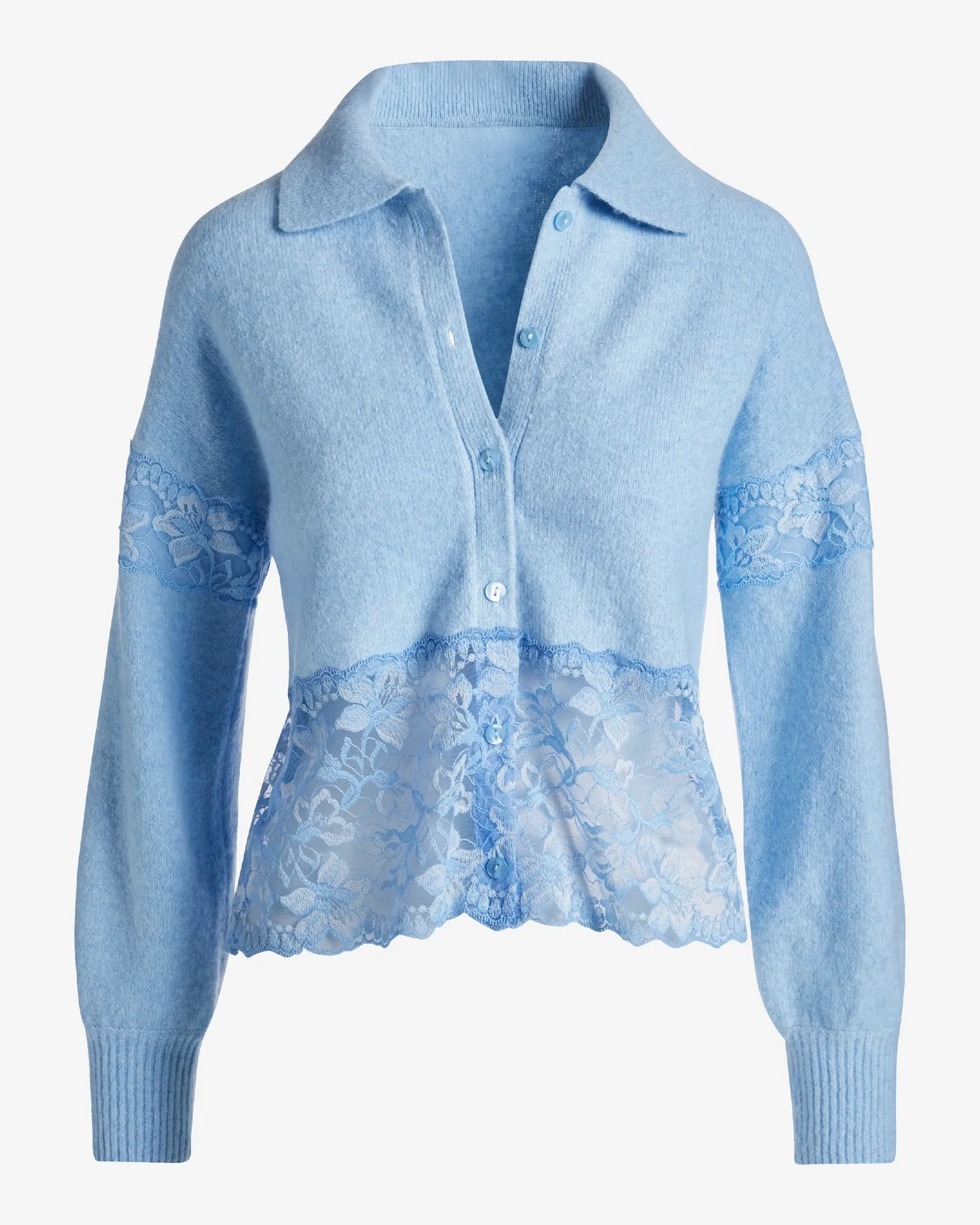 Two Tone Lace Button Front Cardigan Airy Blue sold by Boston Proper product image thumbnail 2