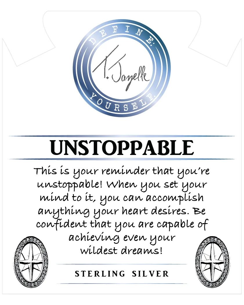 Blue Silver Agate Gemstone Bracelet with Unstoppable Sterling Silver Charm sold by Boston Proper product image thumbnail 2