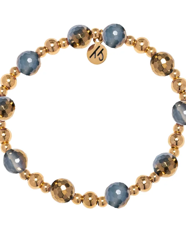 Gold Day by Day Collection- Blue Gold Agate Gemstone Bracelet sold by Boston Proper