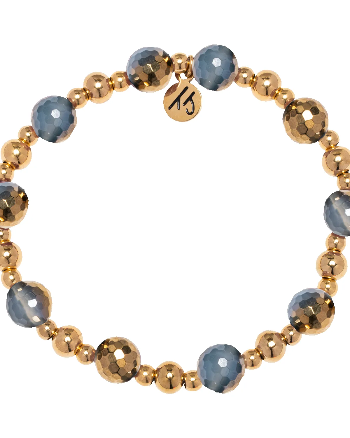 Gold Day by Day Collection- Blue Gold Agate Gemstone Bracelet sold by Boston Proper