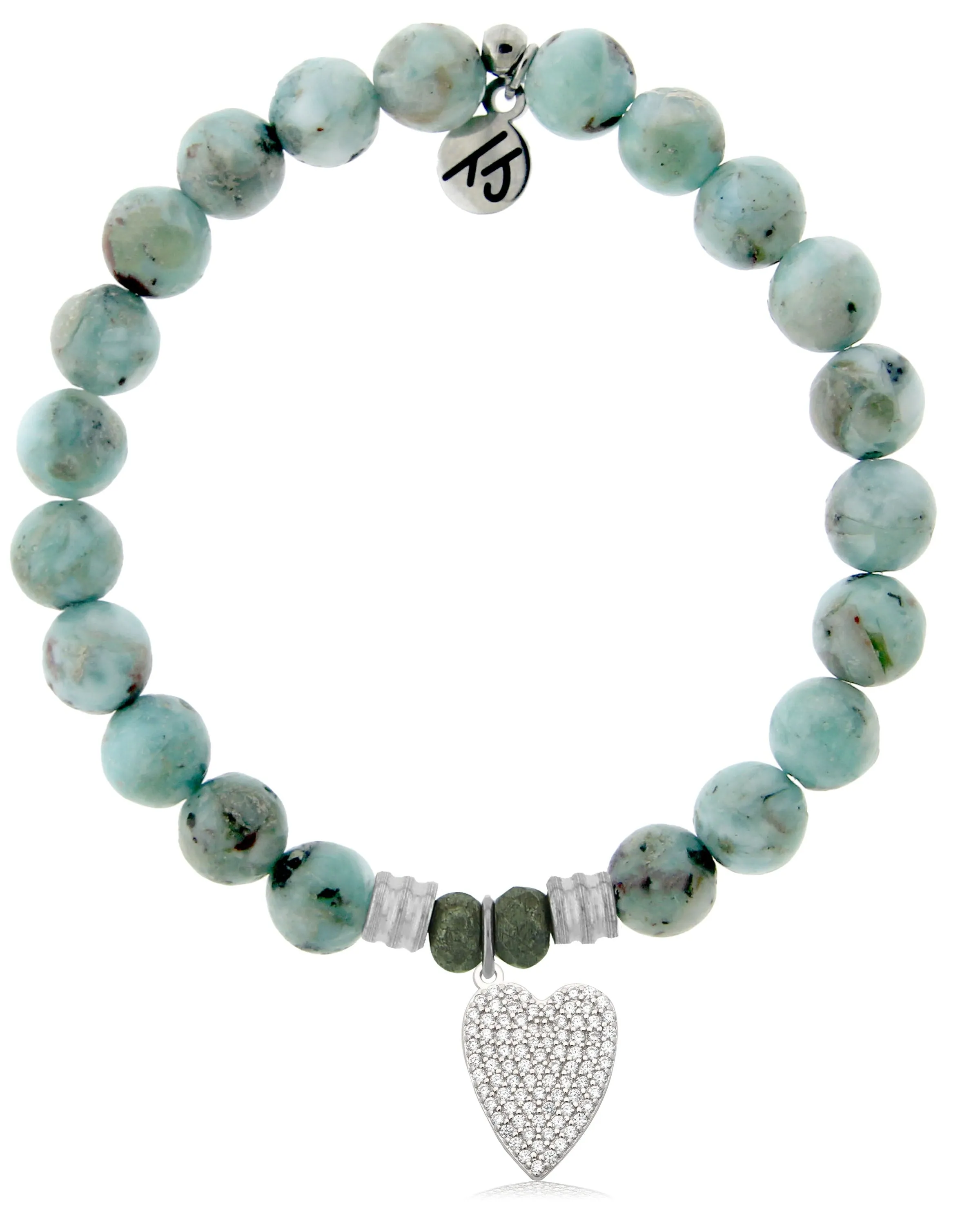 Larimar Gemstone Bracelet with You Are Loved Sterling Silver Charm sold by Boston Proper