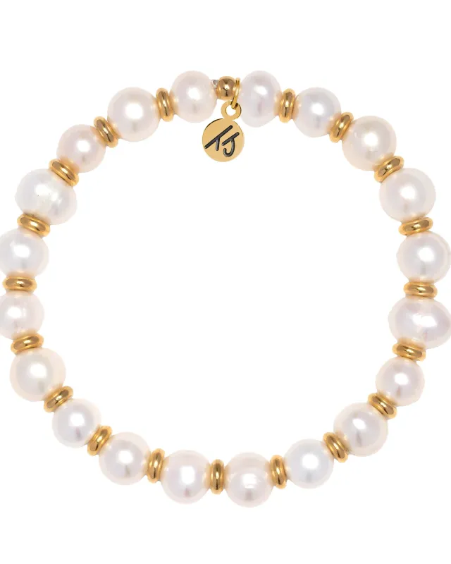 Gold Empowered Elegance Collection- Pearl Gemstone Bracelet sold by Boston Proper