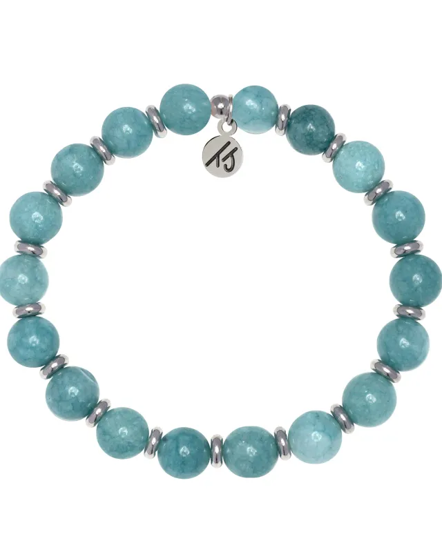 Silver Empowered Elegance Collection- Mountain Blue Jade Gemstone Bracelet sold by Boston Proper