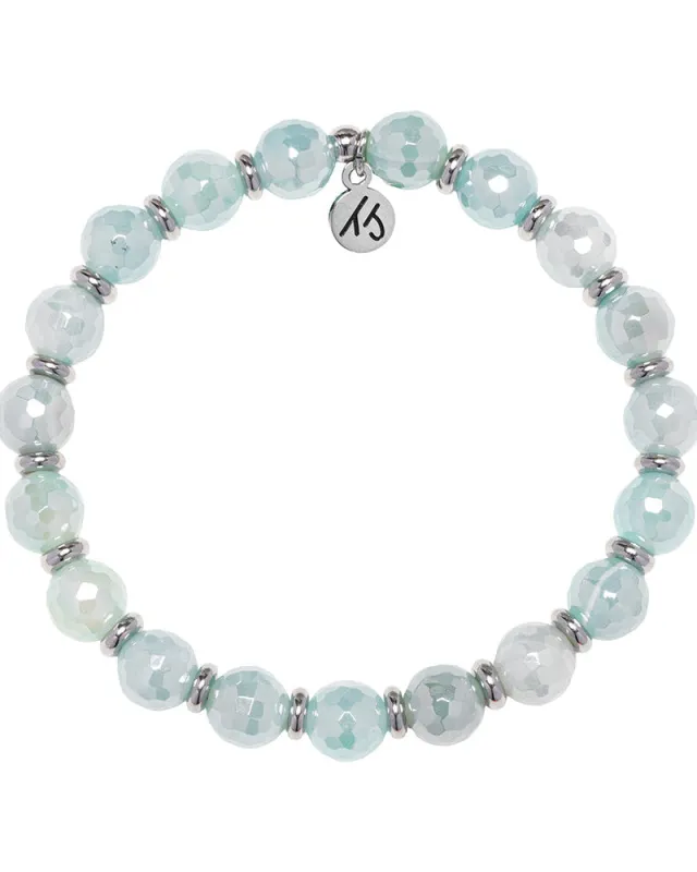 Silver Empowered Elegance Collection- Aqua Agate Gemstone Bracelet sold by Boston Proper