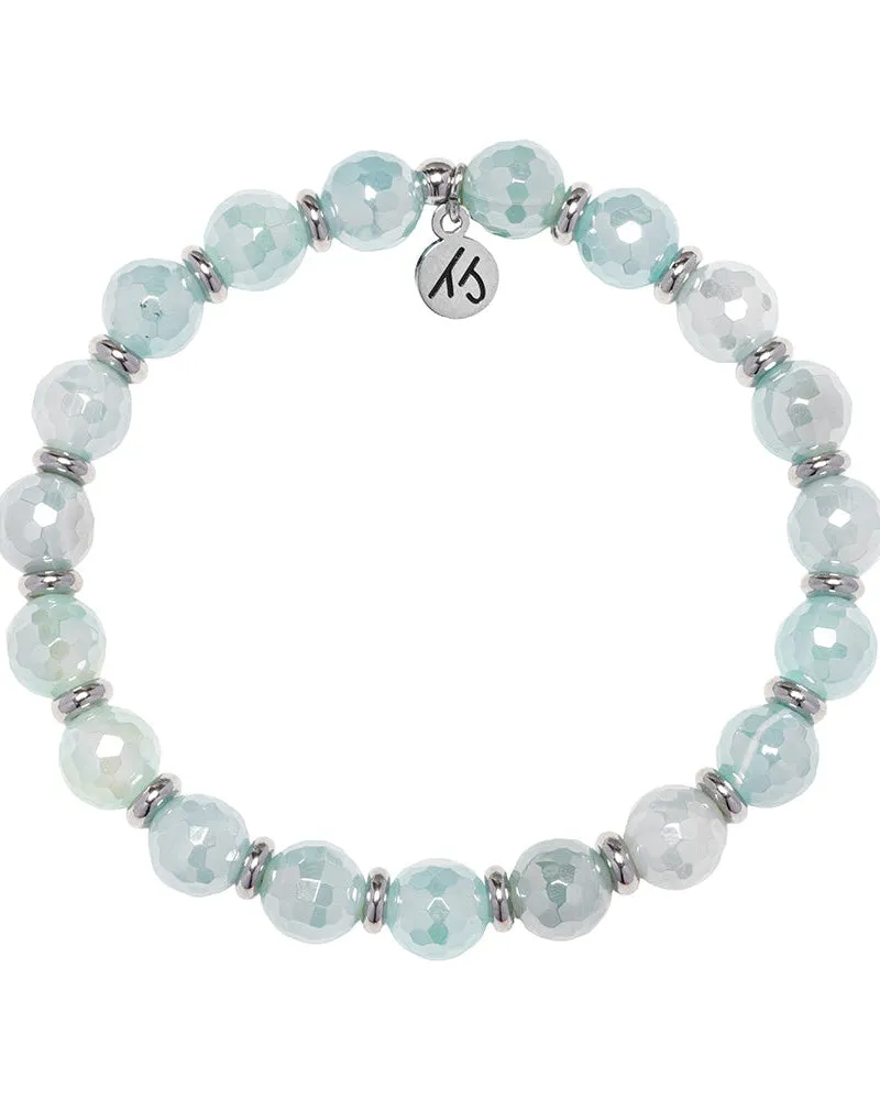 Silver Empowered Elegance Collection- Aqua Agate Gemstone Bracelet sold by Boston Proper