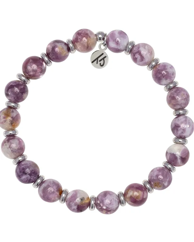 Silver Empowered Elegance Collection- Lepidolite Quartz Gemstone Bracelet sold by Boston Proper