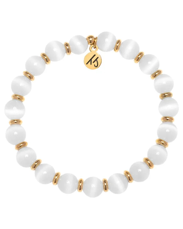 Gold Empowered Elegance Collection- White Cats Eye Gemstone Bracelet sold by Boston Proper