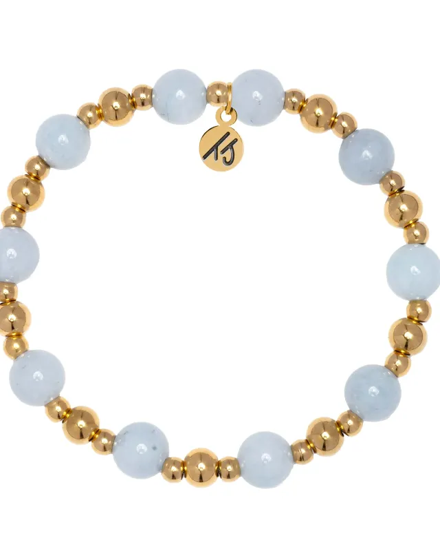 Gold Day by Day Collection- Blue Aquamarine Gemstone Bracelet sold by Boston Proper