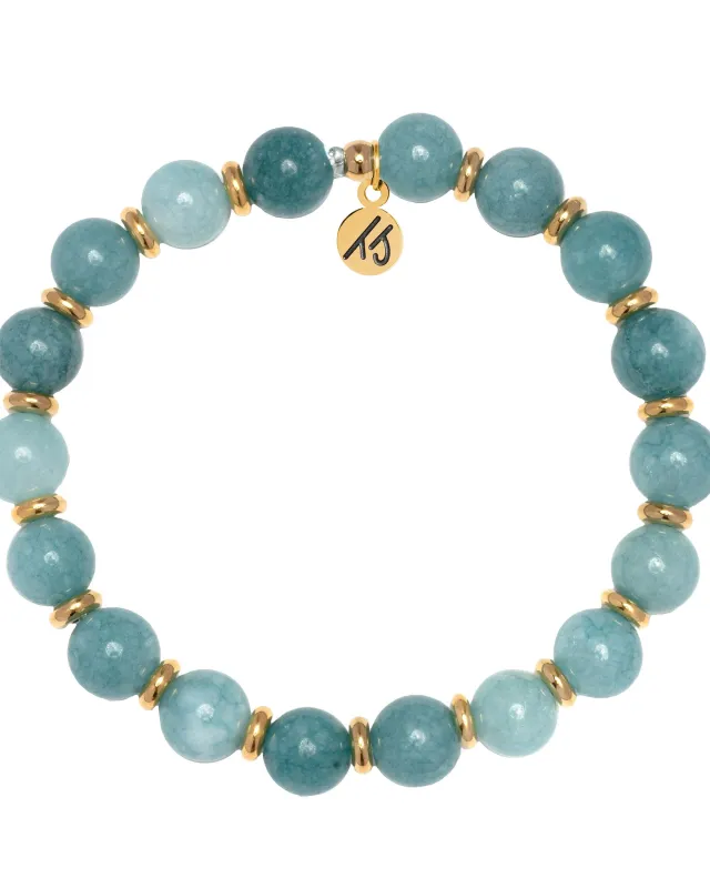 Gold Empowered Elegance Collection- Mountain Blue Jade Gemstone Bracelet sold by Boston Proper