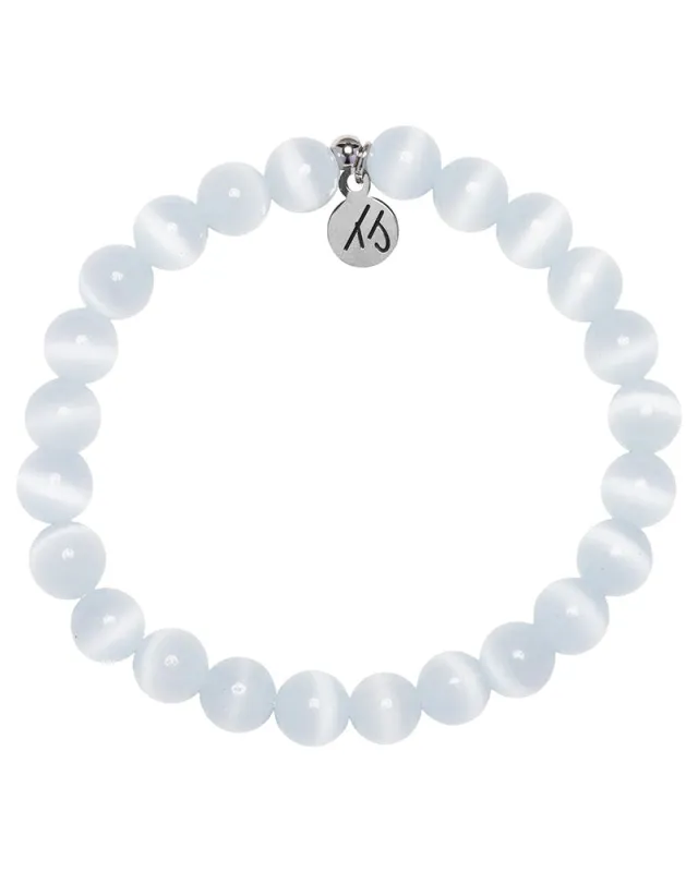 Defining Bracelet- Clarity Bracelet with White Cats Eye Gemstones made by Boston Proper