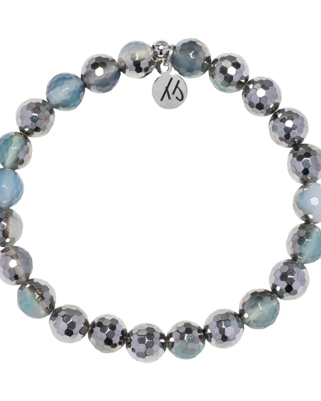 Defining Bracelet- Balance Bracelet with Blue Silver Agate Gemstones sold by Boston Proper