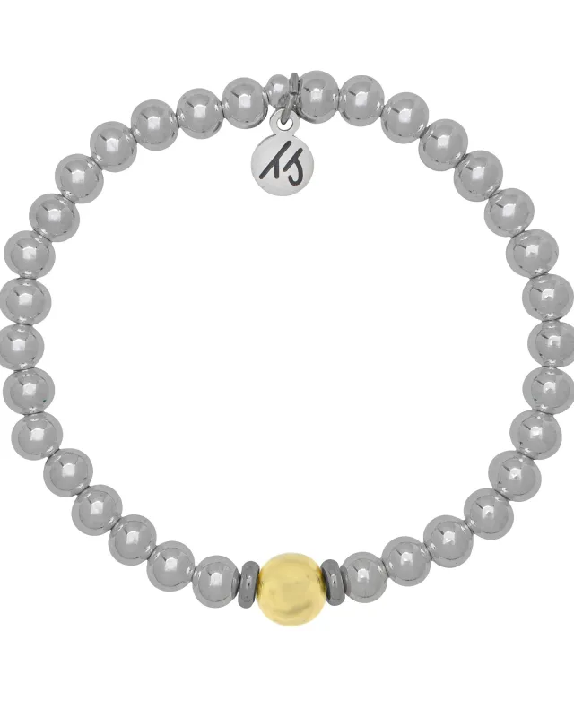 The Cape Bracelet - Silver Steel with Gold Ball sold by Boston Proper