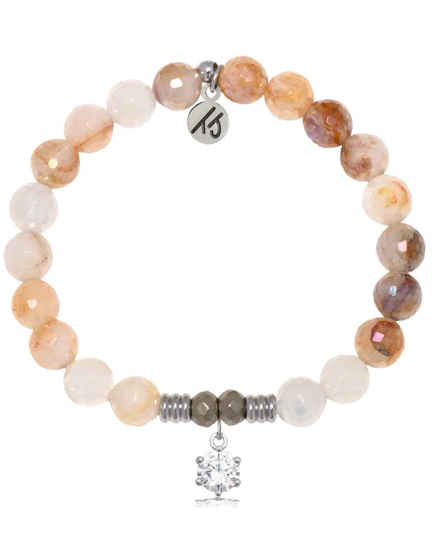 Sunset Quartz Gemstone Bracelet with Shine Like A Diamond Sterling Silver Charm sold by Boston Proper
