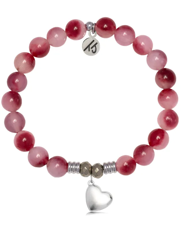 Cherry Jade Gemstone Bracelet with Love the Life You Live Sterling Silver Charm sold by Boston Proper