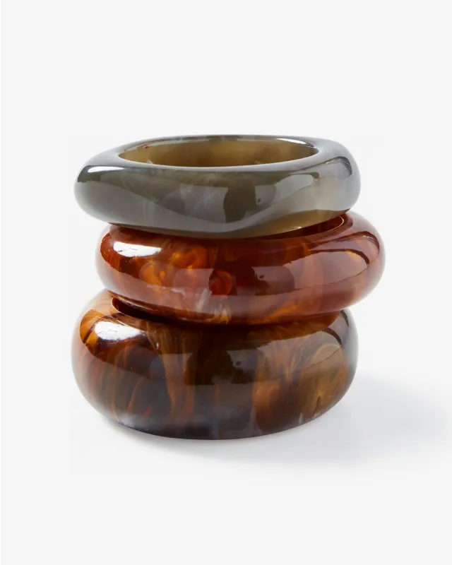 Resin Bangle Set Brown Multi sold by Boston Proper