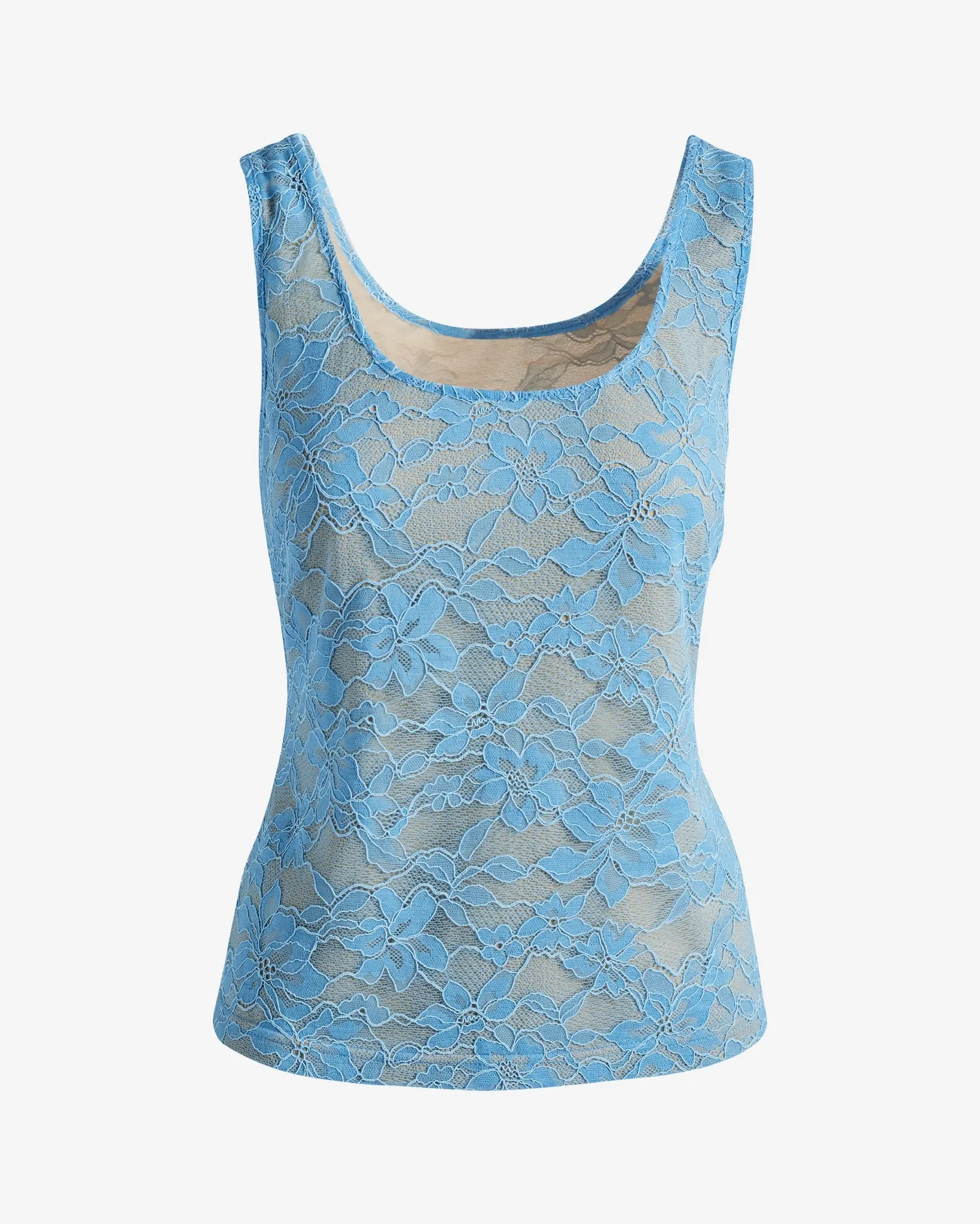Lace Scoop Neck Tank Top Blue Cloud sold by Boston Proper product image thumbnail 2