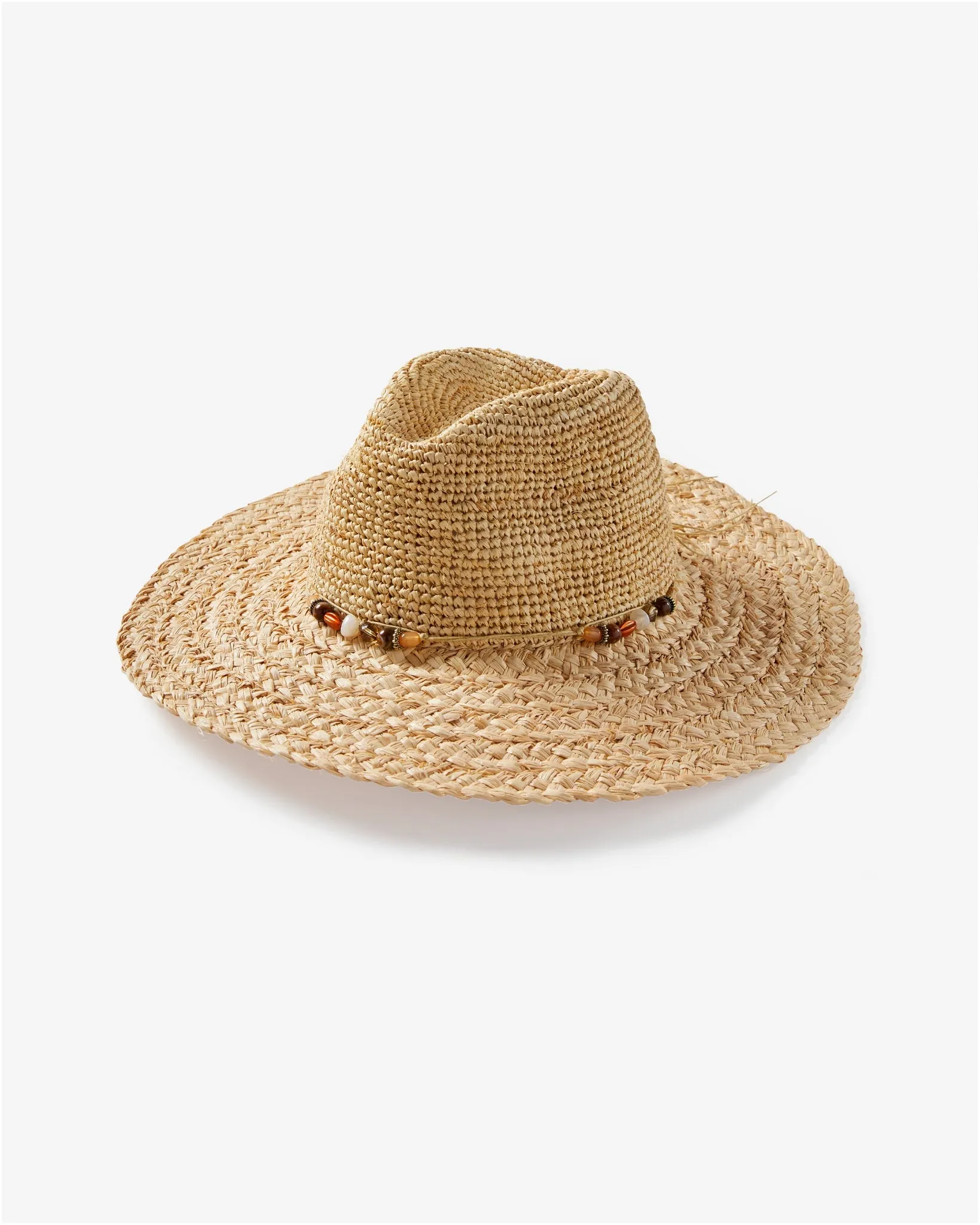 Raffia Hat with Beads Natural sold by Boston Proper