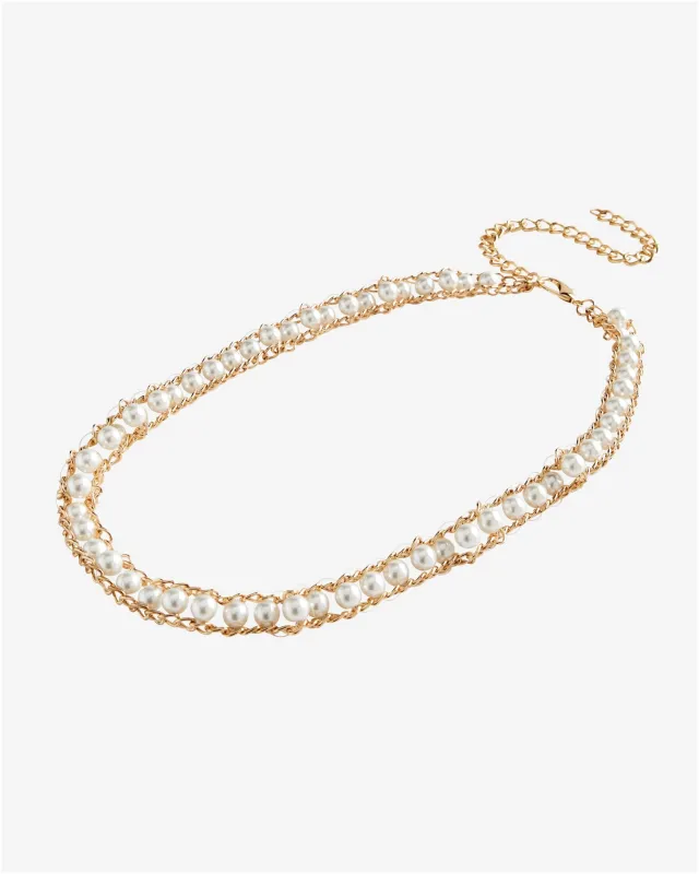 Pearl Chain Belt White/Gold sold by Boston Proper