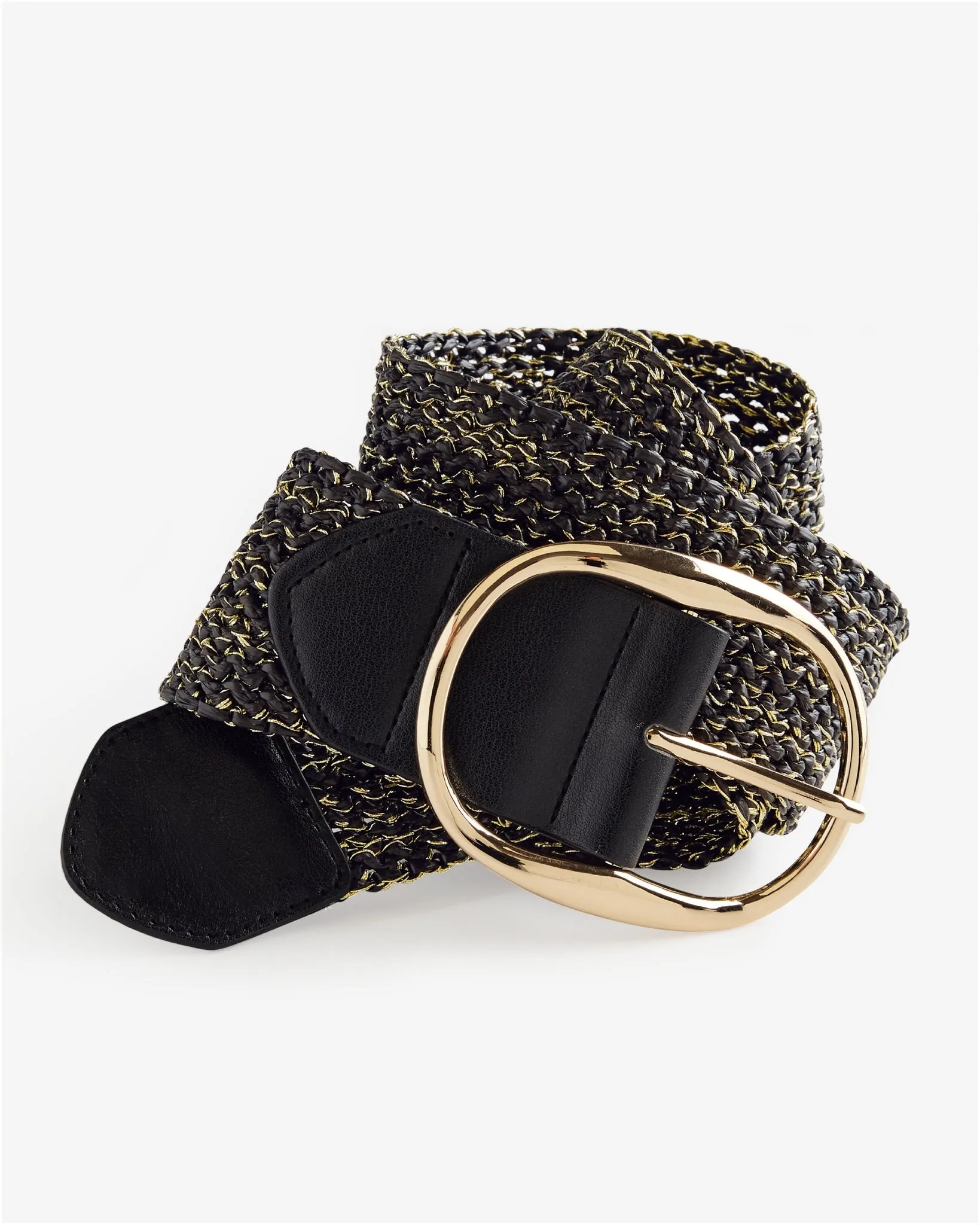 Black and Gold Woven Raffia Belt Black/Gold sold by Boston Proper